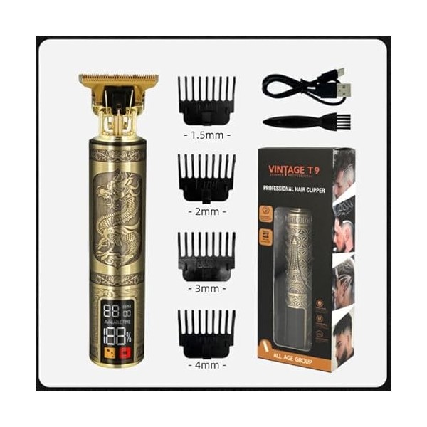 M&N Tondeuse à cheveux professionnelle pour homme - Tondeuse à barbe électrique - Affichage LED - Contours sans fil - Pour co