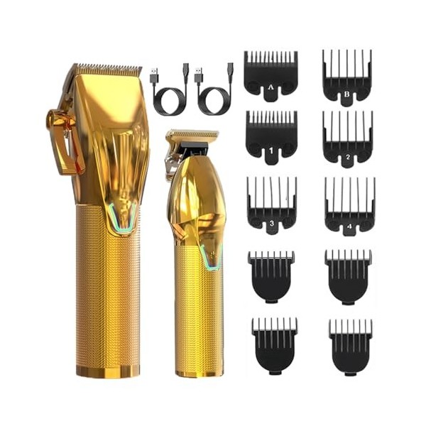 Tondeuse à cheveux professionnelle pour homme, ensemble de tondeuse de barbier professionnelle sans fil pour homme, kit de to