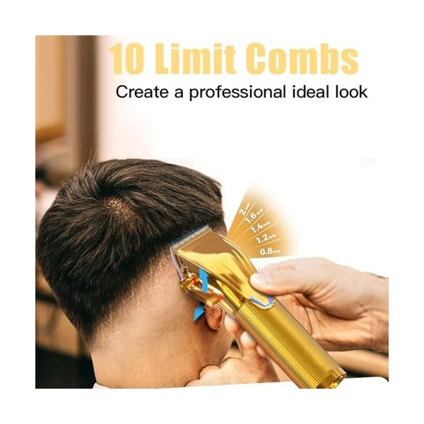 Tondeuse à cheveux professionnelle pour homme, ensemble de tondeuse de barbier professionnelle sans fil pour homme, kit de to