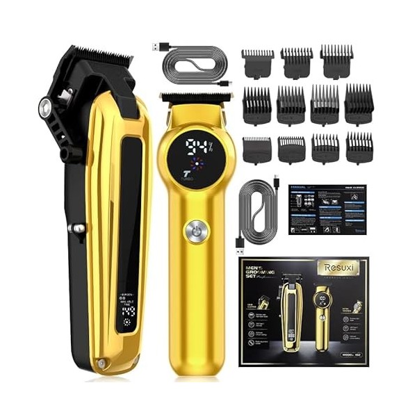 Ensemble de tondeuse et de toilettage pour homme – Ensemble tondeuse et tondeuse professionnelle pour homme, tondeuse sans fi