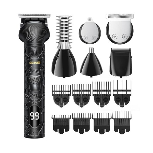 GLAKER Tondeuse Barbe Homme, Tondeuse Cheveux Professionnel, Rasoir Electriques Sans Fil Tondeuse de Finition/Précision for M