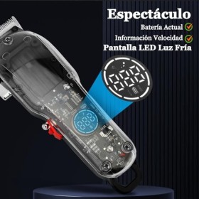 Tondeuse à cheveux pour homme, réglage multi-niveaux, écran numérique LCD, coque transparente avec 4 peignes