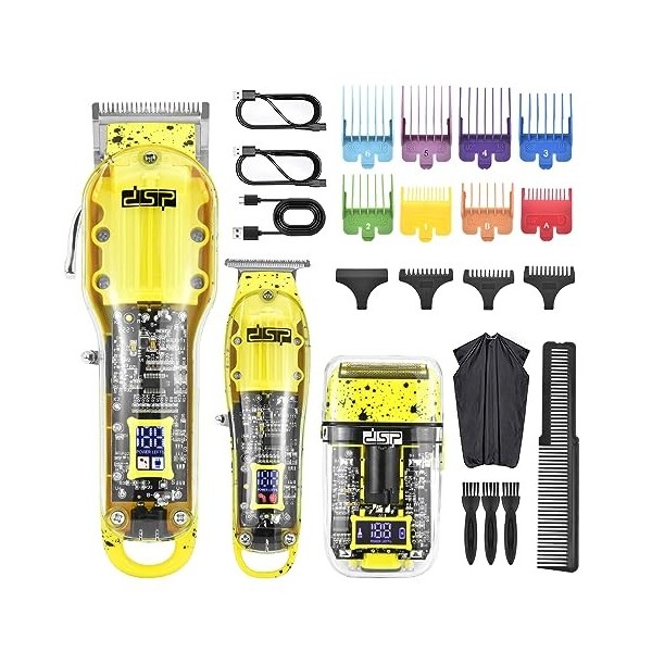 DSP Tondeuse à cheveux, tondeuse à barbe pour homme, ensemble de barbier professionnel pour coupe de cheveux et de barbe, ton