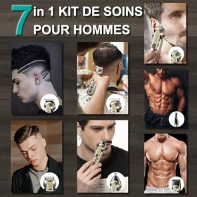VGR 095 Tondeuse à Barbe pour Hommes, Set de Tondeuses et Tondeuses sans Fil 7 en 1 Étanches, Rasoir Électrique T-Lame Kit de