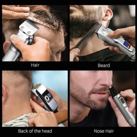 DSP Kit de coiffeur professionnel 4 en 1 : tondeuse sans fil, tondeuse, rasoir et épilateur de nez – Ensemble de coiffage et 
