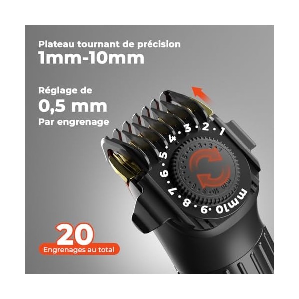 ELEHOT-Store Tondeuse à Cheveux 2000mAh Batterie, Tête en Titane et Lame en Céramique Tondeuse Barbe, IPX6 Kit Tondeuse Dégra