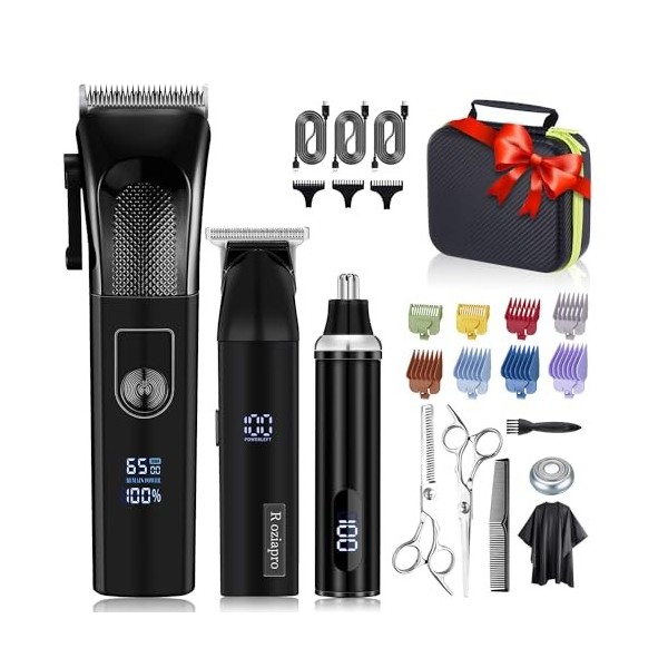Roziapro Hair Clippers for Men Precise Close Cutting Beard Trimmer Rechargeable Barber Clippers Electric Nose Hair Trimmer Pr