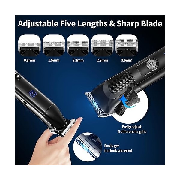 Roziapro Hair Clippers for Men Precise Close Cutting Beard Trimmer Rechargeable Barber Clippers Electric Nose Hair Trimmer Pr