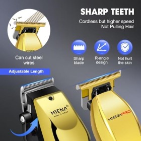 HIENA PRO Ensemble de tondeuse à cheveux pour homme professionnel, coupe cheveux rechargeable, T-Blade Tondeuse Machines à ch