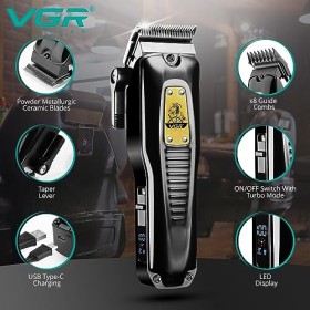 VGR Tondeuse à cheveux sans fil pour homme avec levier conique et mode Turbo – Kit de coupe de cheveux professionnel avec lam