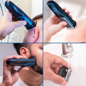 WAHL Self Clip 360 Kit de tondeuse - Tondeuse à cheveux automatique, sans fil, noire, 10 peignes, chargement USB, batterie lo
