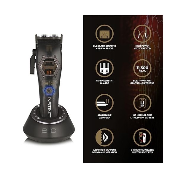 Tondeuse à Cheveux Professionnelle Homme Stylecraft Instinct Clipper Metal by Gamma Più, Clipper avec Contrôle Direct du Coup