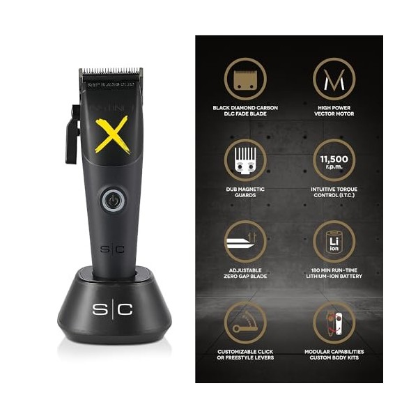 Tondeuse à Cheveux Professionnelle Homme Stylecraft Instinct X Clipper by Gamma Più, Clipper avec Contrôle Direct du Couple, 