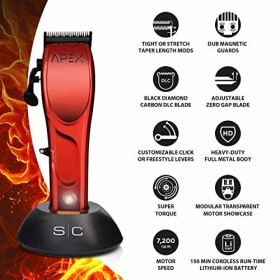 Tondeuse à Cheveux Professionnelle Homme Stylecraft Apex by Gamma Più, Clipper avec Moteur Rotatif, 150 Minutes dautonomie s