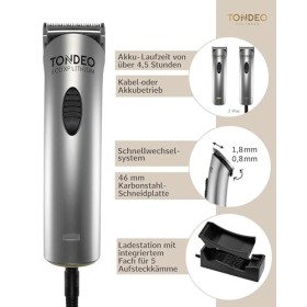 TONDEO Tondeuse professionnelle ECO XP LITHIUM SILVER | Tondeuse à cheveux avec station de charge et peigne de coupe pour 5 l