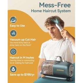 Jack ＆ Rose Tondeuse à cheveux avec aspirateur, sèche-cheveux et tondeuse à cheveux 3 en 1,Vitesse et température de lair,12