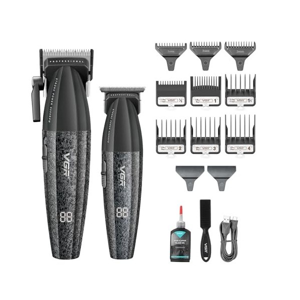 VGR Tondeuse à cheveux sans fil pour homme – Combo professionnel de barbier 9000 tr/min – Machine de coupe de cheveux pour ho