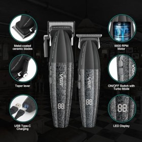 VGR Tondeuse à cheveux sans fil pour homme – Combo professionnel de barbier 9000 tr/min – Machine de coupe de cheveux pour ho