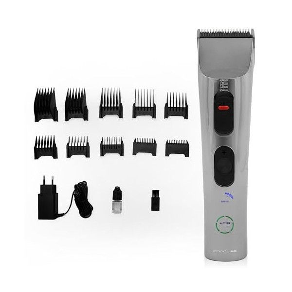Corioliss Clipper 507 Rasoir professionnel pour corps barbe et cheveux, 8 heures dutilisation avec 6 guides de coupe, rasoir