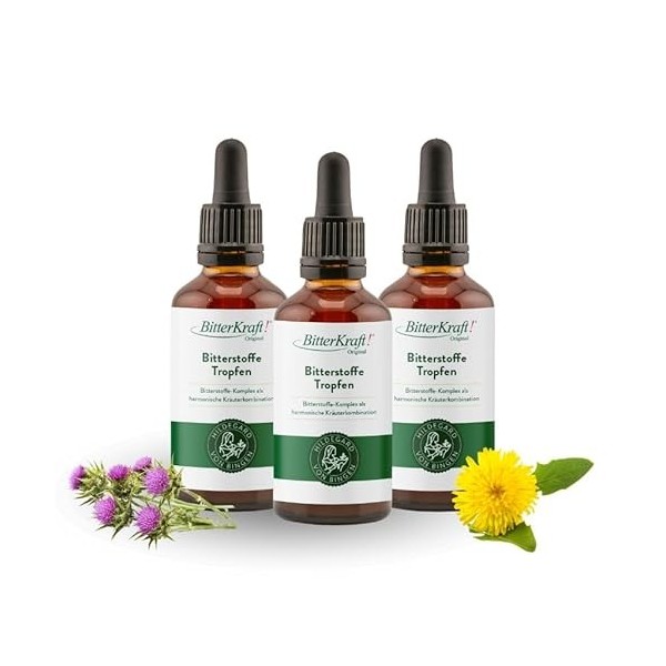 BitterKraft! Gouttes damertume bio dorigine daprès Hildegard von Bingen | Gouttes damertume hautement dosées | 9 herbes a