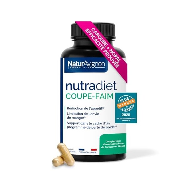Naturavignon Nutradiet Coupe Faim | Caroube + Nopal | Coupe faim puissant et efficace | Perte de poids rapide et efficace | M