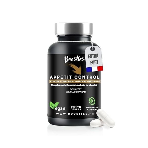 Fibre de Konjac Glucomannan, Garcinia Cambogia, Psyllium, Chrome, Réguler l’appétit, Taux de Cholestéro – 120 gélules – Végan