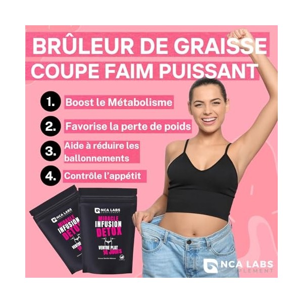 Thé Bruleur de Graisse Puissant Ventre Plat | Infusion Coupe Faim | Soutien Perte de Poids | Programme 14 Jours Homme & Femme