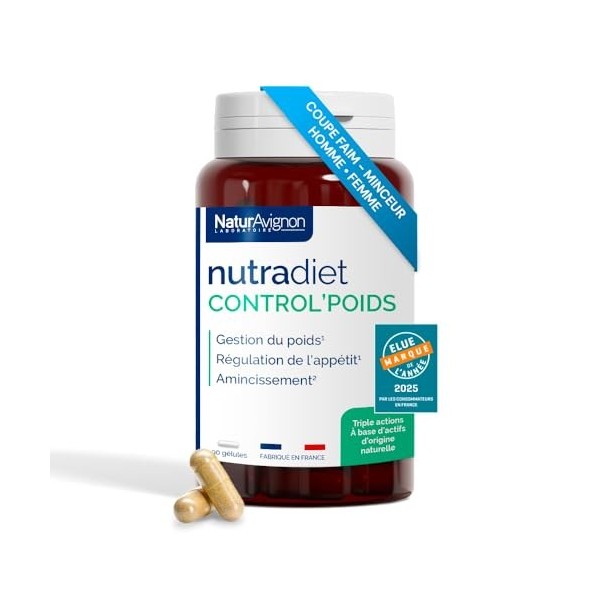 NaturAvignon Nutradiet ControlPoids | Coupe faim puissant et efficace, perte de poids rapide et efficace, minceur perte de p