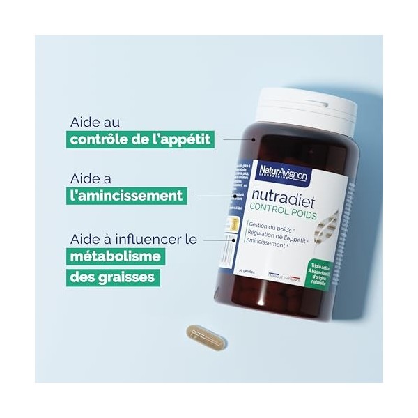 NaturAvignon Nutradiet ControlPoids | Coupe faim puissant et efficace, perte de poids rapide et efficace, minceur perte de p