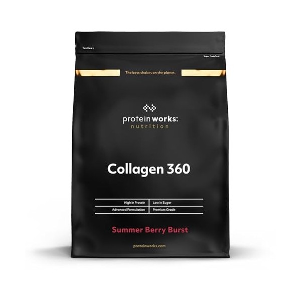 Protein Works - Collagène 360, supplément en poudre, types I et III, riche en protéines, Summer Berry Burst, 480 g, 32 portio