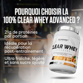 Superset Nutrition - Clear Whey Advanced 900g - 84% de protéines, effet satiétogène, riche en BCAAs et L-glutamine - Isolat