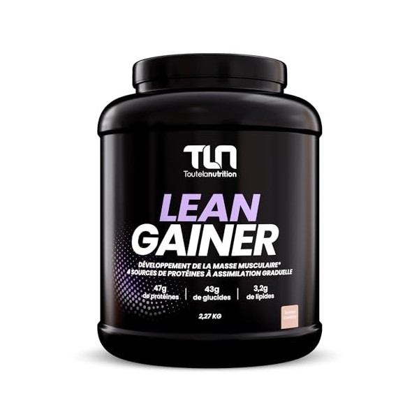 LEAN GAINER | 47g de Protéines sous 4 Formes | Isolat, Concentré de Whey, Hydrolysat et Caséine | 43g de Glucides | Maltodext