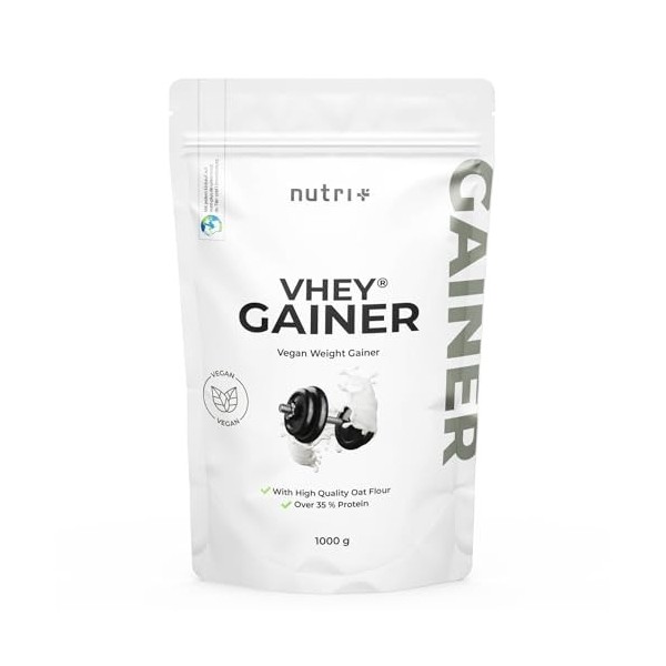 nutri + Poudre de protéines et glucides 1000 g - goût de Banoffee - Vegan Weight Gainer pour la prise de poids - gain de mass