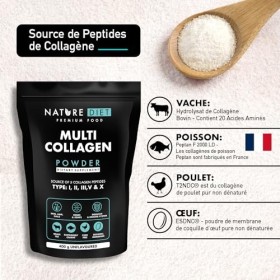 Nature Diet Multi Collagène en poudre sans saveur 400G, Peptides de collagène hydrolysés hautement biodisponibles de Type : I