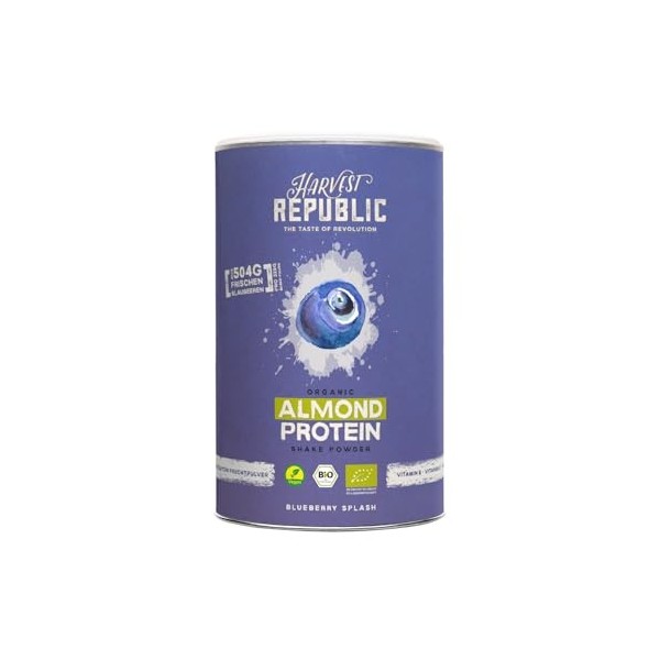 HARVEST REPUBLIC Protéine damande bio en poudre de myrtille sauvage avec 100 % de poudre de fruits véritable | 320 g de poud