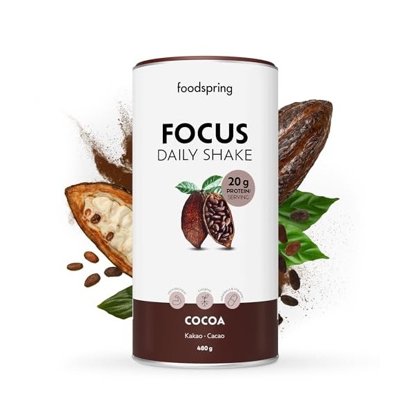 foodspring - Poudre de protéines Daily Shake Focus - 20g de protéines par shake - Protéines de lait avec vitamines et minérau