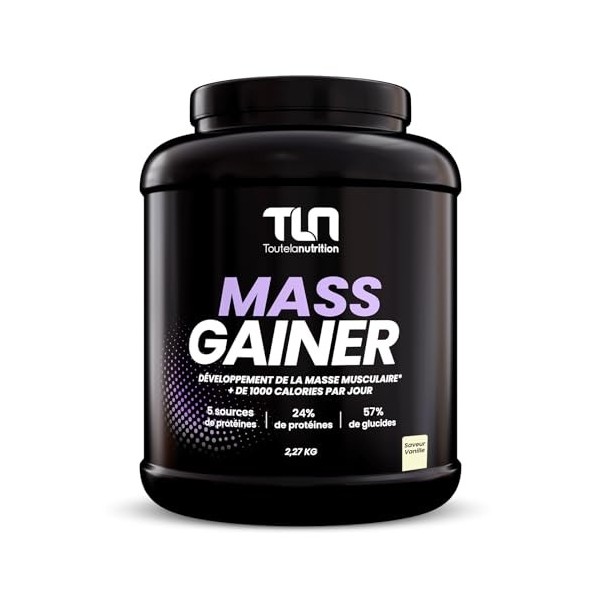 MASS GAINER | Gainer Prise de Masse Musculation | +1500 kcal par jour | 5 Sources de Protéines + 2 Sources de Glucides + MCT 