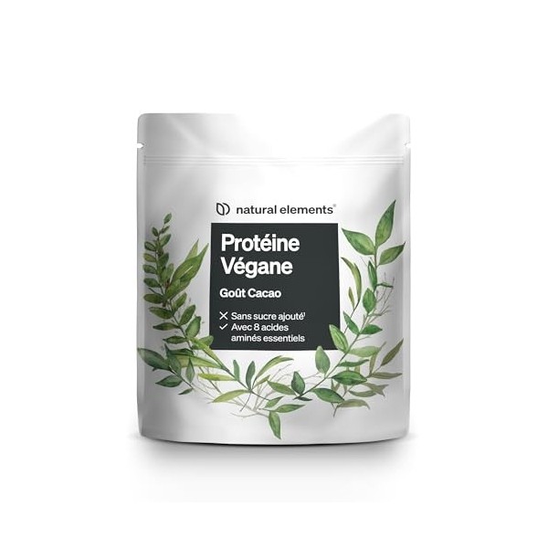 Protéine Végane – poudre de protéines végane au goût cacao – 1 kg – hautement dosé : 62% de protéines de pois, tournesol et c