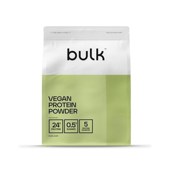 Bulk Vegan Protein Powder, Shake protéiné végétal, Caramel Latte Flavour, 1 kg, New & Improved Formula Mélange de protéines
