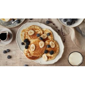 Mélange de protéines et pancake à la vanille
