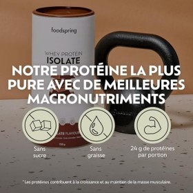 foodspring - Poudre de protéines Whey Isolate Chocolat - Isowhey avec 24g de protéines de croissance musculaire, sans graisse