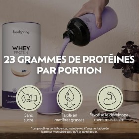 foodspring - Poudre de protéines whey Blueberry Cheesecake - Avec 23 g de protéines de croissance musculaire, solubilité parf