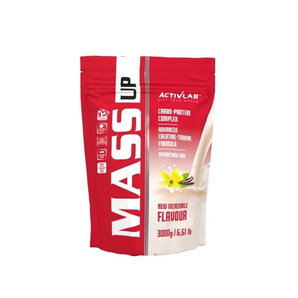 Activlab MASS UP 3kg de poudre de protéine de gain de poids riche en calories, protéine de lactosérum, créatine et taurine, v