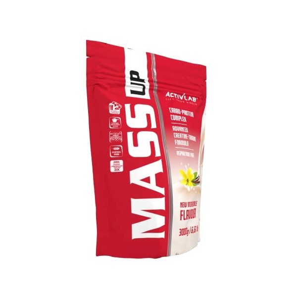 Activlab MASS UP 3kg de poudre de protéine de gain de poids riche en calories, protéine de lactosérum, créatine et taurine, v