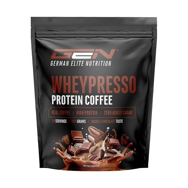 Wheypresso Protein Coffee - Poudre de protéine avec concentré de whey & isolat - Avec du vrai café & de la caféine - Boisson