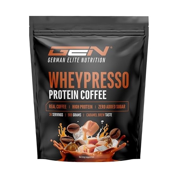 Wheypresso Protein Coffee - Poudre de protéine avec concentré de whey & isolat - Avec du vrai café & de la caféine - Boisson 