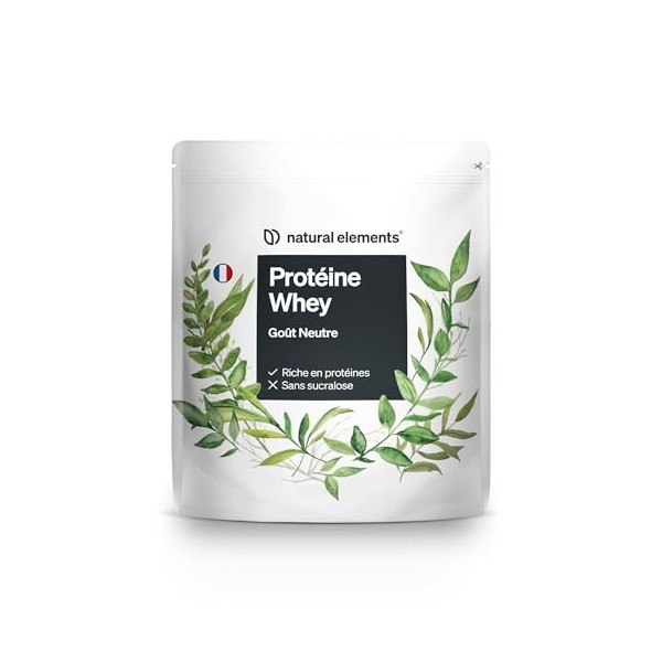 Protéine Whey en poudre – Neutre – 1kg – 25g de protéines par portion – pour votre construction musculaire, hautement dosé – 
