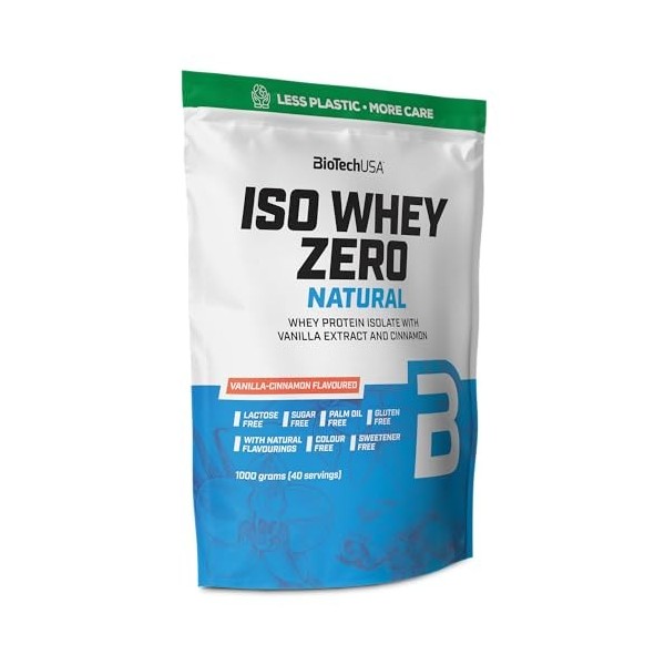 BioTechUSA Iso Whey Zero Natural Poudre de protéine | 80% de protéines | Naturellement aromatisé | Sans gluten | Sans lactose