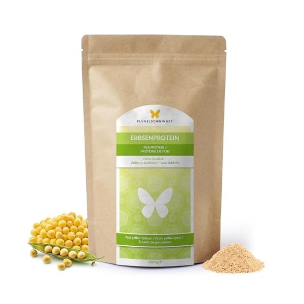 1kg de Protéine de Pois, à partir de pois jaunes au goût neutre, naturellement vegan, sans lactose et sans soja