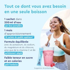 Electrolytes Hydratation et Glucides, 30 Sachets, Réhydratation Après le Sport, Contre la Fatigue et Supporte LÉnergie*, Ave